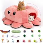 Cat Tunnel Bed with 20 Cat Toys, Collapsible Play Tunnel for Indoor Cats, Kitten Toys for Indoor Kittens, Octopus Shaped - Image 2