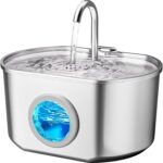Cat Water Fountain Stainless Steel: 73oz/2.2L Cat Fountain for Drinking- Pet Water Fountain Inside - Automatic Dog Watering Dispenser Bowl - Pet Feeding & Watering Supplies - Image 2