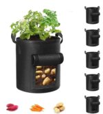Cavisoo 5-Pack 10 Gallon Potato Grow Bags, Garden Planting Bag with Reinforced Handle, Thickened Nonwoven Fabric Pots for Tomato, Vegetable and Fruits - Image 2