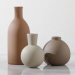 Ceramic Vase Set of 3, Vases Home Decor Rustic Farmhouse Decorative Vase Pottery Vases for Bouquet Pampas Grass Dried Fresh Flowers, Table Living Room Kitchen Bedroom Bathroom - Brown - Image 2