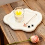 Ceramic White Jewelry Tray, Trinket Dish, Ring Dish, Room Funky Decor Aesthetic, Decorative Cloud Vanity Key Tray for Women, Ring Holder Dish, Cute Jewelry Plate Bowl Room Decor Aesthetic - Image 2