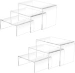 Cerpourt 2 Sets Acrylic Display Risers(3",4",5") Clear Product Stand,Cupcakes Holder Dessert Transparent Showcase Stands, Candy Bar Risers, Lifts for Figures - Image 2