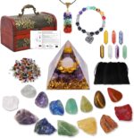 Chakra Healing Stones Set - 7 Raw & 7 Tumbled Crystals with 7 Bullet Shaped Stones, Chakra Necklace, Healing Bracelet & Orgone Pyramid - Spiritual Gift for Reiki, Meditation, Energy Balancing - Image 2