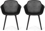 Christopher Knight Home Davina Outdoor Dining Chair (Set of 2), Polypropylene, Black - Image 2