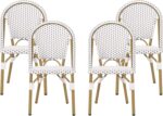 Christopher Knight Home Philomena Outdoor French Bistro Chair (Set of 4), Gray + White + Bamboo Print Finish - Image 2