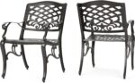 Christopher Knight Home Sarasota Outdoor Cast Aluminum Outdoor Chairs, 2-Pcs Set, Hammered Bronze - Image 2