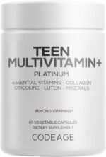 Codeage Teen Multivitamin+ Platinum Supplement - Vitamins A, C, D3, E, B6, B12, Minerals, Probiotics, Citicoline, Collagen, Bone Broth, Folate, Biotin, Lutein, Zeaxanthin - Non-GMO - 60 Capsules - Image 2