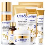 Collagen Skin Care Set, 6Pcs Face Care Sets for Older Women, Firming Skin, Shrink Pores, Smooth Wrinkles, Hydrating Skin Care Set Include Serum Face Cream Eye Cream Toner Cleanser Facial Mask1 - Image 2