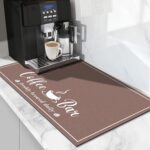 CooRug Absorbent Coffee Mat, Fashion Dish Drying Mat for Kitchen Counter Coffee Bar Accessories Espresso Machine Dish Rack 16" x 24" Brown - Image 2