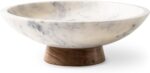 Cork & Mill Marble Decorative Bowl for Home Decor - Handcrafted Natural Stone with Acacia Wood Pedestal - Versatile 11" Catch All for Entryway, Kitchen Fruit Bowl, Potpourri, Dining Table Centerpiece - Image 2