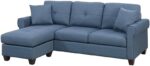 Couch Sectional Sofa,Color Glossy Polyfiber Tufted Cushion,Chaise Living Room Furniture Reversible Sectionals(Black) - Image 2