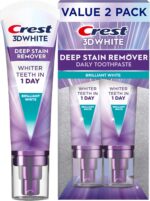 Crest 3D White Deep Stain Remover Toothpaste, Teeth whitening for Adults, 3.1oz, 2 Pack, Sensitivity Safe, Enamel Repair, Cavity Protection, Fluoride Toothpaste, Travel Size Toiletries - Image 2