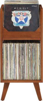 Crosley Furniture Asheville Small Mid-Century Modern Record Stand, Vinyl Storage, Holds up to 130 Records, Walnut - Image 2