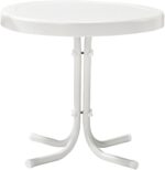 Crosley Furniture Griffith Weather Resistant Retro Metal Outdoor Side Table for Patio, Deck, Porch, Alabaster White - Image 2