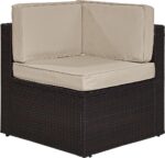 Crosley Furniture Palm Harbor Corner Outdoor Sectional Chair, Wicker Patio Chairs for Porch, Deck, Backyard, Brown with Sand Cushions - Image 2