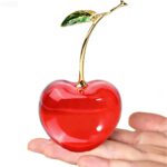 Crystal Cherry Decor Glass Red Fruit Ornament Glass Cherry Figurines for Kitchen Living Room Home Collectibles - Image 2
