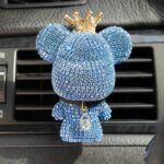Cute Car Accessories, Bling Crystal Bear Car Air Freshener With Vent Clip,Rhinestone Aesthetic Car Decor Interior Decoration (BLUE) - Image 2