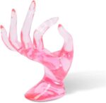 DI QIU REN Hand Form Ring Holder Jewelry Display Holder, Pink Room Decor Aesthetic Bracelet Ring Watch Stand Support Holder Preppy Jewelry Holder for Y2k Room Decor (PINK) - Image 2