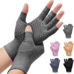 DRNAIETY 2 Pairs Arthritis Compression Gloves- for Hand Arthritis, Carpal Tunnel Pain, Rheumatoid Arthritis, RSI, Fingerless, Anti-Slip, Breathable Gloves for Men & Women, Typing, Daily Use(M, Gray) - Image 2