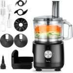 Davivy 7-Cup Food Processor with Built-in Storage Drawer | 600W Motor, 10-Blade Set for French Fries, Wavy Slicing, Dough Kneading | 3-Speed Compact Chopper for Home Kitchen Meal Prep, Black - Image 2