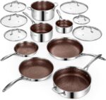 Deluxe 13 Piece Hybrid Ceramic Nonstick Cookware Set-5 PC Frying Pan Set, 6 PC Pot Set, 3.7QT Deep Sauté Pan, Induction Ready, PFOA Free Compatible with All Cooktops for Home Daily Cooking (Burgundy) - Image 2