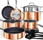 Deluxe DUXANO 14PC Healthy Pots and Pan With 9H Anti-scratch Coating, 2-Layer Non-Stick Ceramic&PFAS Free, Sensitively&Evenly Induction Cooking, Enhanced Flavor with Infrared Cookware, Dishwasher Safe - Image 2