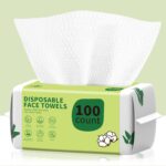 Disposable Face Towels 100 Count, Biodegradable Ultra Soft & Thick Facial Towels for Sensitive Skin, Lint-Free Makeup Remover Dry Wipes, Multi-Purpose Cleansing Towelettes for Face Wipes, Skincare - Image 2