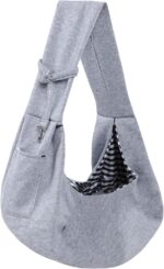 Dog Carrier Sling - Reversible Puppy Carrier Purse with Storage Pocket, Hand-Free Dog Sling Carrier for Carry Small Dogs and Cats, Travel Safety Harness, Dog and Cat Harness (Gray) - Image 2