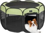 Dog Playpen for Small Dogs & Puppies, 29.92" Portable Indoor Outdoor Puppy Playpen with Bowl, Waterproof Floor, Foldable Pop-Up Pet Pen for Home, Travel & Daily Use, Green+Black - Image 2