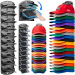 Double Capacity Hat Organizer for Baseball Caps 2 Packs - 40 Cap Storage with Spring Clips, Wall Mount Closet & Door Hat Rack Holder Hanging(Strong Adhesive & Screws) Matte Black - Image 2