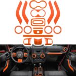 E-cowlboy 18 PCS Full Set Interior Decoration Trim Kit Steering Wheel Center Console Door Handle Air Conditioning Vent Cup Holder Gear Cover Trim for Jeep Wrangler JK JKU 2011-2018 4-Door (Orange) - Image 2