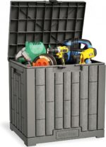EAST OAK Outdoor Storage Box, 31 Gallon Deck Box Indoor and Outdoor Use, Waterproof Resin Storage Bin for Package Delivery, Patio Cushions, Gardening Tools, Lockable, UV Resistant, Grey - Image 2