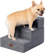 EHEYCIGA Dog Stairs for Small Dogs 13.5" H, 3-Step Dog Steps for Couch Sofa and Chair, Pet Steps for Medium Cats, Non-Slip Balanced Pet Ramp Indoor, Grey - Image 2