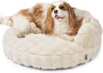 EHEYCIGA Soft Cat Couch Bed for Indoor Cats, Fluffy Small Dog Bed with Removable Washable Cover, Bolster Pet Sofa, Waterproof and Non-Slip, 23" x 23"x 7", Cream - Image 2