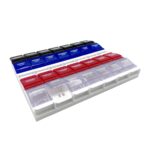 EZY DOSE Weekly (7-Day) Pill Organizer, Vitamin Container, and Daily Medicine Planner, 2X-Large Push Button Compartments, Arthritis Friendly, Easy to Use, 4 Times a Day, Color-Coded Lids, BPA Free - Image 2