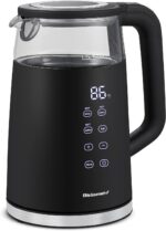 Elite Gourmet 1.7L Dual Wall Cool Touch Electric Tea Kettle, Borosilicate Glass, 304 Stainless Steel Interior, Programmed Digital Touchscreen, Keep Warm, Auto Off & Audible Indicator, Black - Image 2