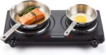 Elite Gourmet EDB-302BF# Countertop Double Cast Iron Burner, 1500 Watts Electric Hot Plate, Temperature Controls, Power Indicator Lights, Easy to Clean, Black - Image 2
