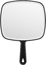 Extra Large Handheld Mirror，Hand Salon Mirror with Handle for Barbers, Hairdressing (Black，12.4" Lx 9" W) - Image 2
