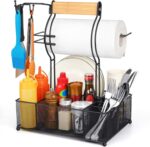 FANGSUN Grill Caddy, BBQ Caddy with Paper Towel Holder, Picnic Condiment Utensil Caddy for Outdoor Camping, Barbecue Accessories Storage Organizer for Griddle Grilling Tools, RV Patio Camper Must-Have - Image 2