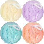 FARMOGA Bath Loofah Sponge Body Scrubber Shower Sponge Exfoliating Mesh Pouf Shower Ball Bath Sponges for Women and Men Bathing Accessories (4Pack 50G Colorful) - Image 2
