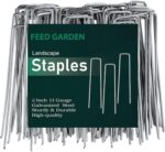 FEED GARDEN 6 Inch 50 Pack Hot-dip Galvanized Landscape Staples Plant Cover Spikes 11 Gauge Tent Stakes Garden Stakes Landscaping Fabric SOD Pins Yard Pins for Decoration Weed Barrier Fabric - Image 2