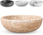 FNTSTICGOODS Travertine Decorative Bowl - 7.8” Diameter & 2” Height - Key Bowl for Entryway Table - Travertine - Organic Modern Centerpiece - Beige/Natural - Image 2