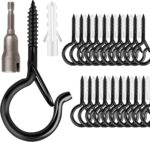 FSAH 36 PCS Q-Hanger Hooks with Safety Buckle, Windproof Screw Hooks for Outdoor String Lights Hanging Christmas Lights, Plants, with 1 Wing Nut Driver - Image 2