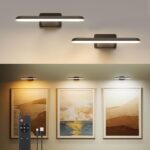 FULEN 2 Pack Picture Lights for Wall,Art Lights for Painting,Battery Operated Wall Sconce Rechargeable,LED Wall Light Cordless with Remote, Frame,Gallery,Dartboard Lights No-Drill,Black - Image 2