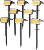 Fabrito 8 Pack Solar Spot Lights Outdoor Waterproof IP67, [108 LEDs, 4 Modes] Dusk to Dawn Spotlights for All Night, 2-in-1 Solar Landscape Lights for Garden, Yard, Tree, Pool, Warm White - Image 2