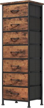 Fixwal Tall Dresser for Bedroom, Storage Dresser Organizer with 7 Fabric Drawers, Nightstand Furniture in Closet, Entryway, Hallway, Rustic Brown Wood Grain Print - Image 2