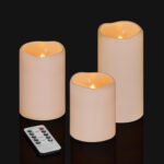 Flameless Candles 4" 5" 6" Set of 3 Ivory Outdoor Indoor Pillars 3" Diameter Battery Operated Flickering Candles Include 10-Key Remote Timer Function 400+ Hours Requires 2 AA Batteries（3 Pack) - Image 2