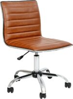 Flash Furniture Alan Office Task Chair - Brown Vinyl - Chrome Frame - Armless - Ribbed Back and Seat - Low Back Design - Image 2