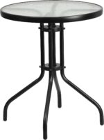 Flash Furniture Bellamy 23.75" Round Indoor/Outdoor Tempered Glass Metal Frame Side Table - Image 2