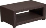 Flash Furniture Seneca Indoor/Outdoor Chocolate Brown Faux Rattan Coffee Table with Open Storage - Image 2